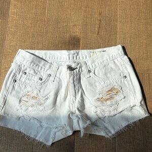 rag & bone White Distressed Denim Jean Shorts